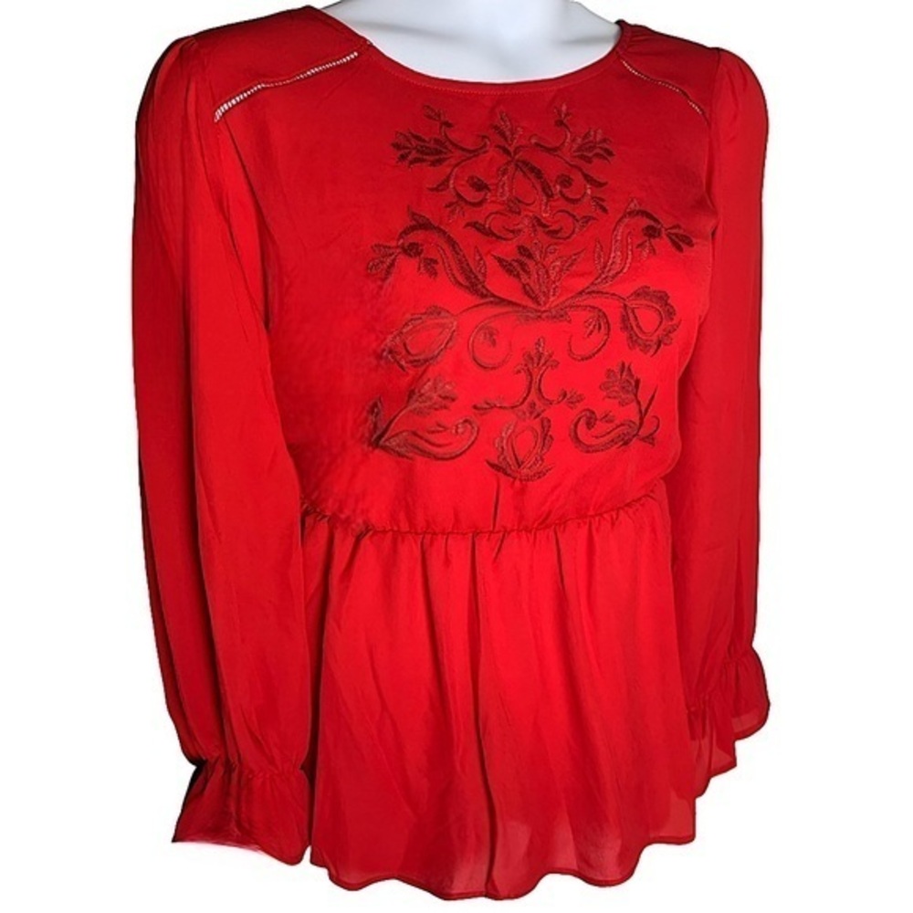 TORRID Peplum Georgette Embroidered Long Sleeve‎ Blouse NWT Size 2X
